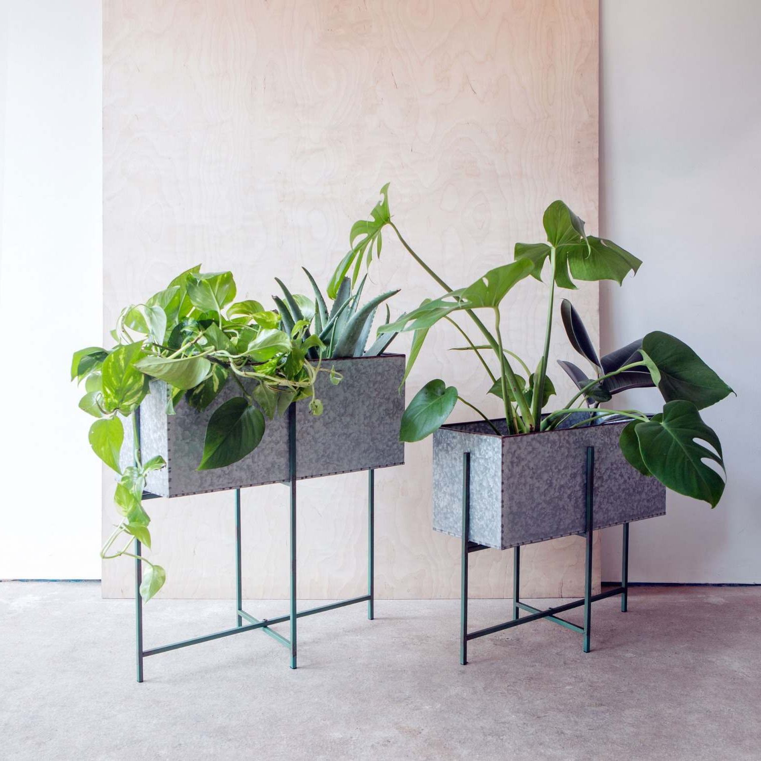 Newest Rectangular Plant Stands Within Set Of Two Rectangular Zinc Plant Stands (View 1 of 15)