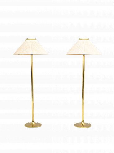 Pair Of Gilded Metal And Fabric Floor Lamps, 1960s (View 9 of 15)