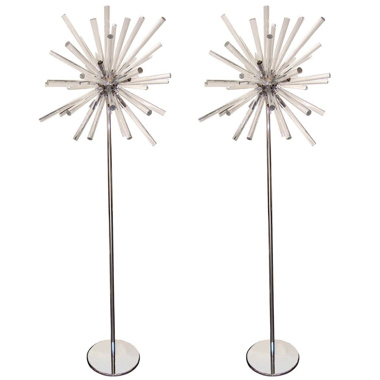 Pair Of Stainless Steel And Glass Sputnik Floor Lamps – Floor Lamps –  Lighting – Inventory Throughout Most Recently Released Sputnik Standing Lamps (View 9 of 15)