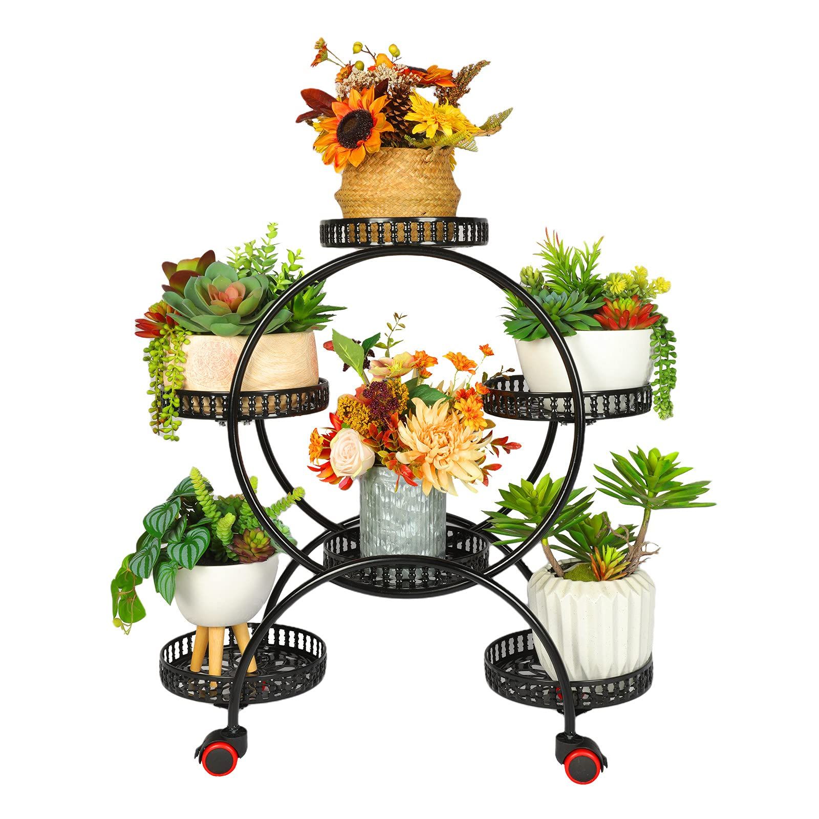 Patio Flowerpot Stands Regarding Best And Newest Metal Plant Stand Rack, 6 Potted Plant Stands For Indoor Plants Flower Stand  Outdoor Plant Stand For Patio, Garden, Living Room, Corner Balcony And  Bedroom (6 Flowerpots) (View 3 of 15)