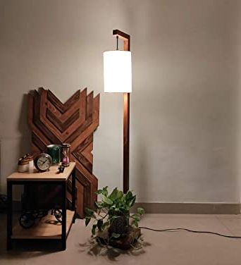 Pine Wood Standing Lamps Within Famous Symplify Interio Elementary Pine Wood Finish Wooden Floor Lamp For Bedroom,  Home, Living Room, Bedside, Hall (brown) Without Bulb : Amazon (View 11 of 15)