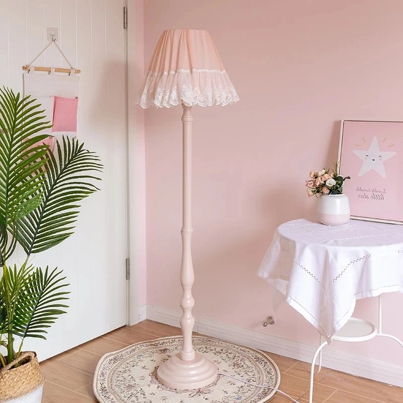 Pink Nordic Princess Lace Floor Lamp Girl Children's Room Garden Bedroom  Living Room Vertical Large Table Lamp – Floor Lamps – Aliexpress Inside 2019 Pink Standing Lamps (View 7 of 15)