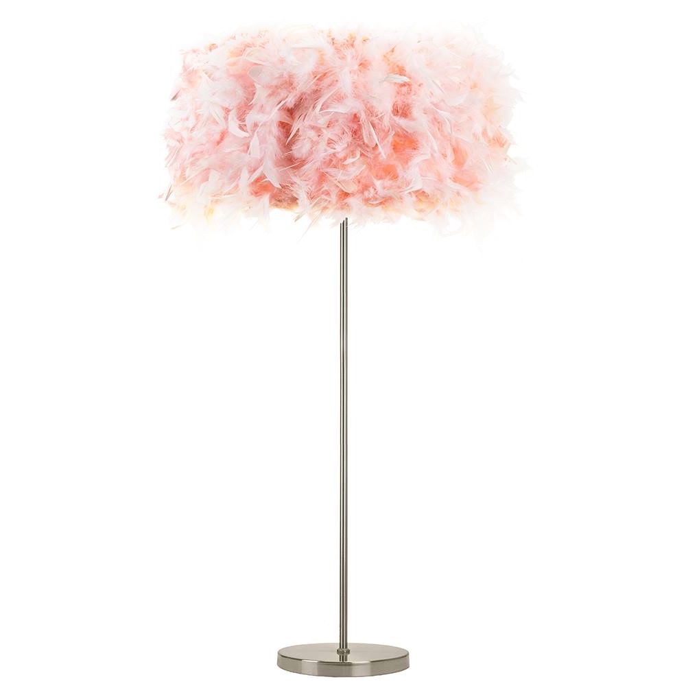 Pink Standing Lamps Throughout Famous Modern And Chic Real Pink Feather Floor Lamp With Satin Nickel Base And  Switch – Happy Homewares (View 2 of 15)