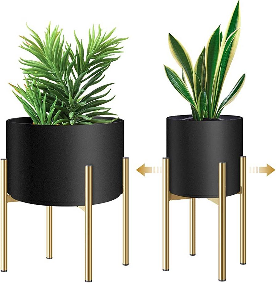 Plant Stand, Metal Plant Stands For Indoor Plants Adjustable For 8 9 10 11  12 Inches Pot, Planter Stand Mid Century Stable Stylish Corner Plant Stand  For Outdoor, Gold 1pack, Pot Not Included Regarding Most Current Medium Plant Stands (View 7 of 15)