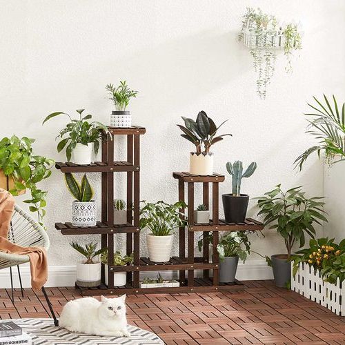 Plant Stand Rustic Dark Brown (View 14 of 15)