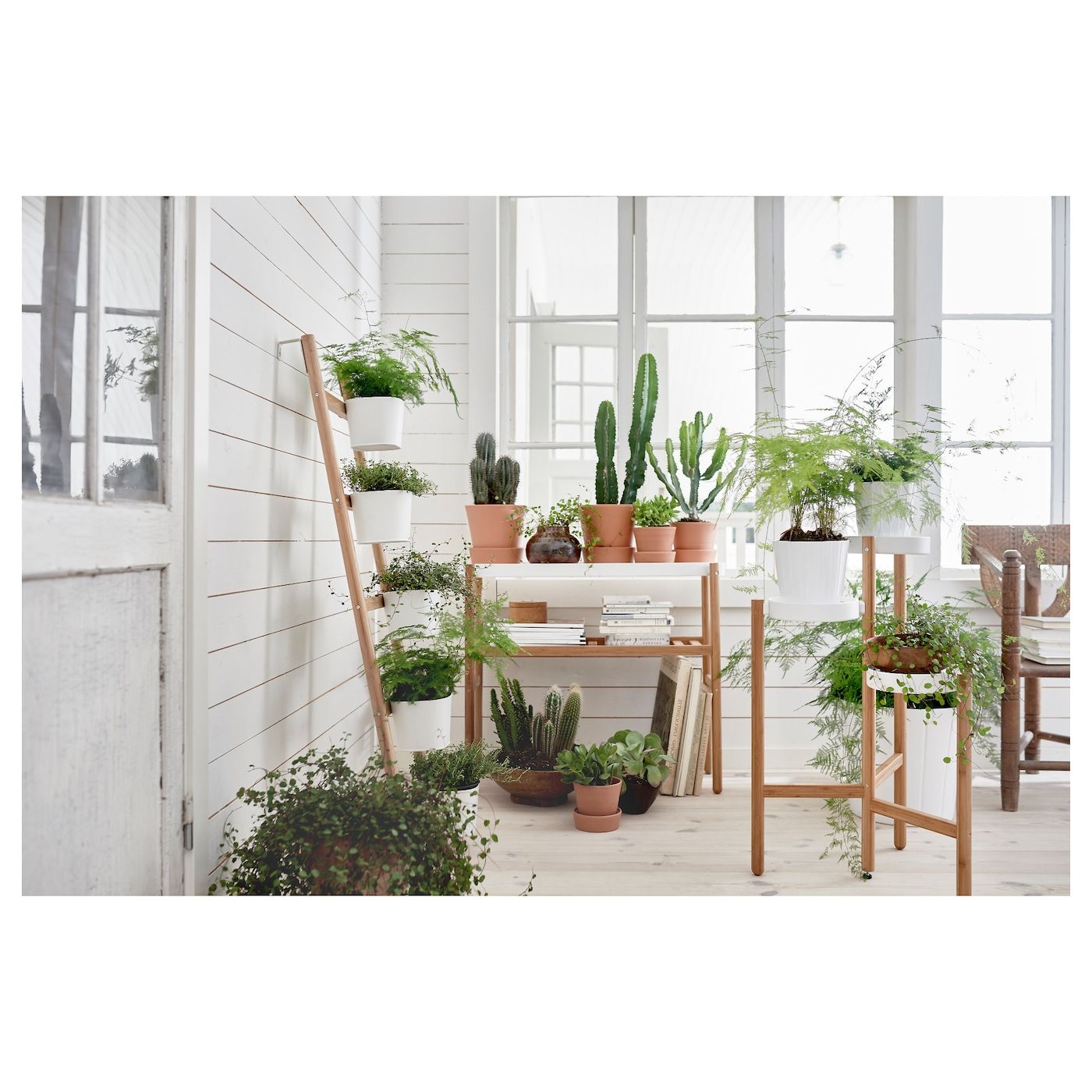 Plant Stands With Flower Box Throughout Trendy Satsumas Plant Stand With 5 Plant Pots, Bamboo, White – Ikea (View 14 of 15)