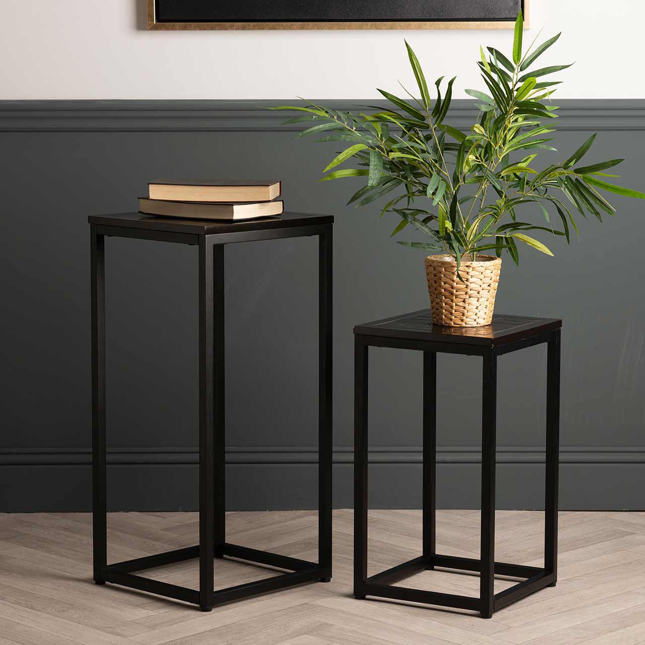 Plant Stands With Side Table With Regard To 2020 Brayden Studio 2 Piece Nest Of Tables For Living Room Furniture, Metal Plant  Stand, Sofa Side Table With Wooden Top (View 11 of 15)