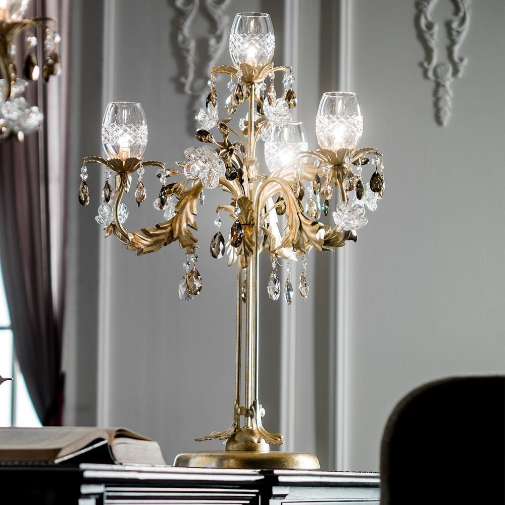 Popular Chandelier Style Standing Lamps With Luxury Italian Crystal Florentine Style Table Lamp – Juliettes Interiors (View 15 of 15)