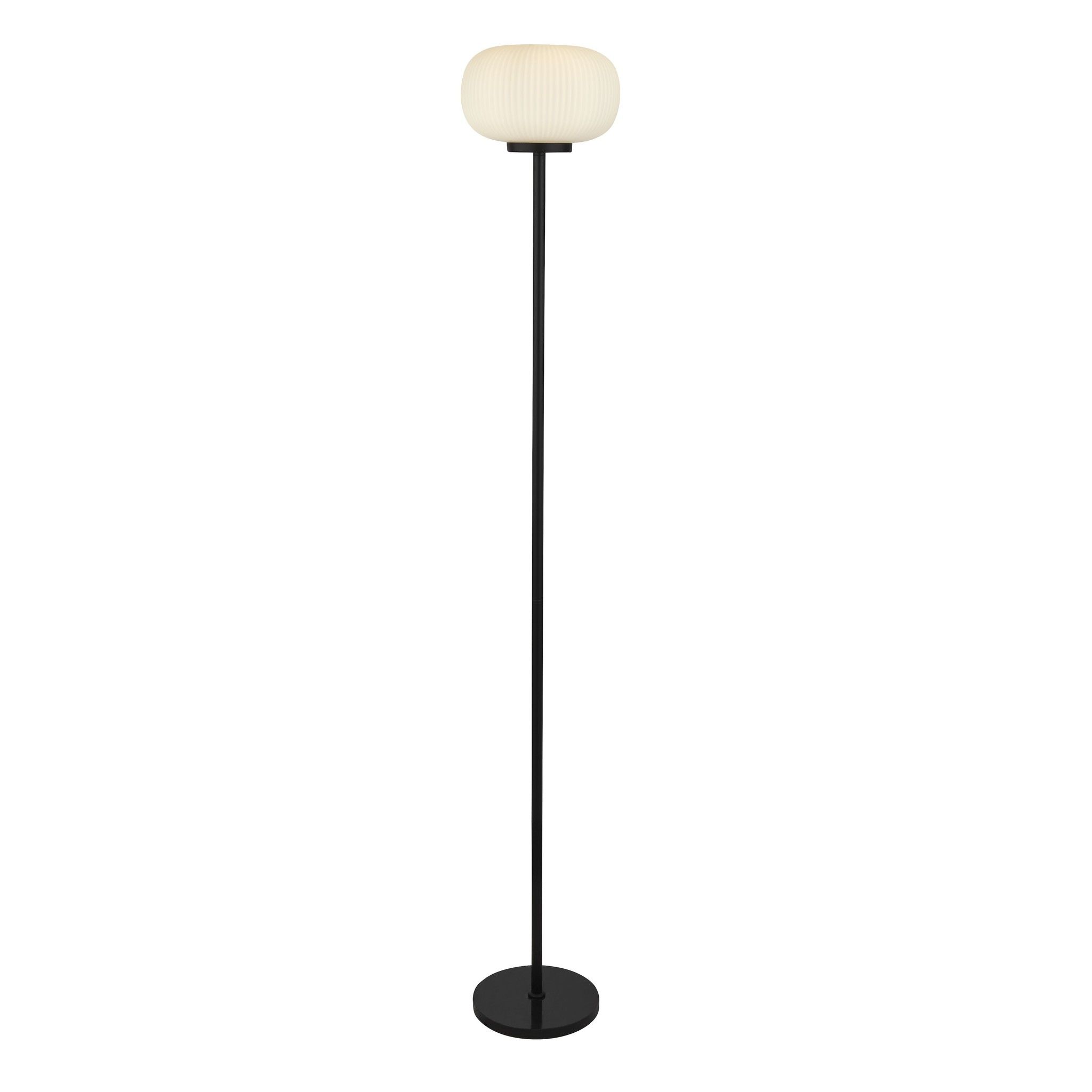 Popular Frosted Glass Standing Lamps With Andor – Scandi Frosted Ribbed Glass Floor Lamp – Lightbox (View 5 of 15)
