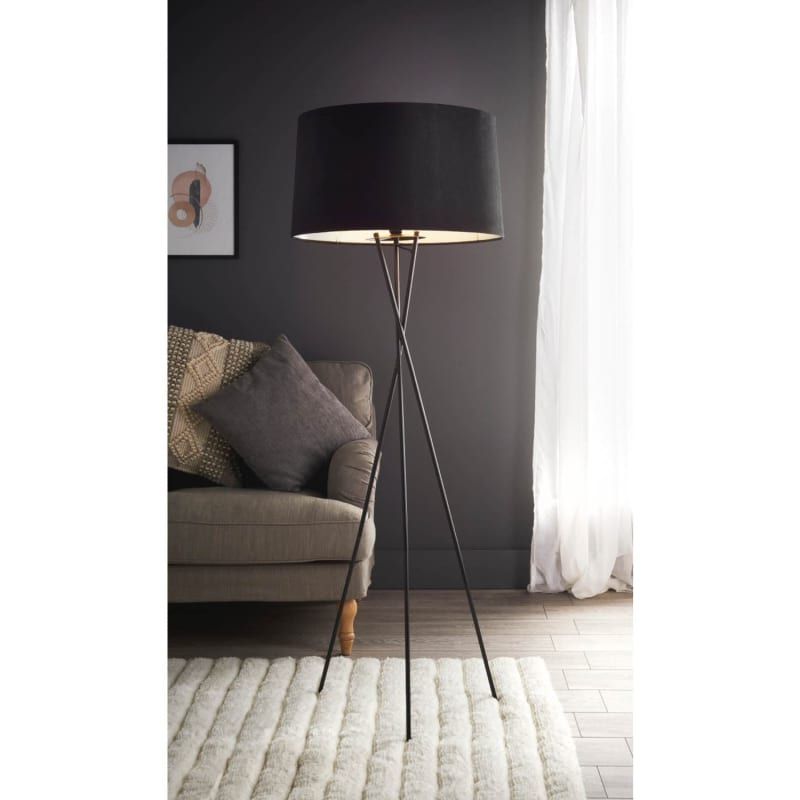 Popular Matte Black Standing Lamps For Matte Black And Black Tripod Floor Lamp (View 14 of 15)