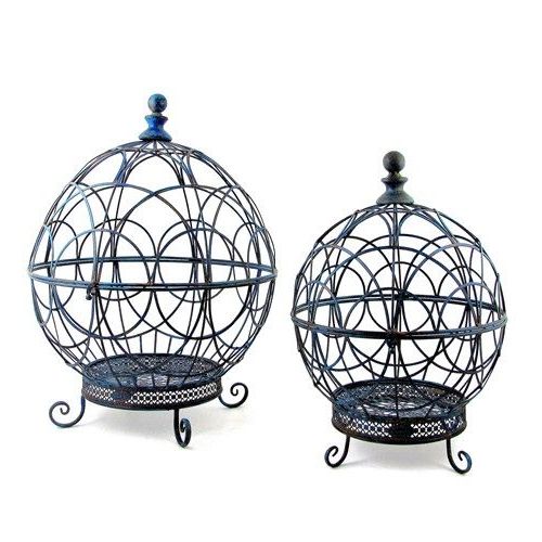 Popular Round Globe Plant Stands (set Of 2) – Antique Blue Only $ (View 6 of 15)