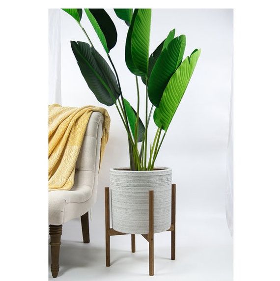 Popular Wide Plant Stands Inside Large Plant Stand With Pot Mid Century Modern Planter Wood – Etsy Italia (View 11 of 15)