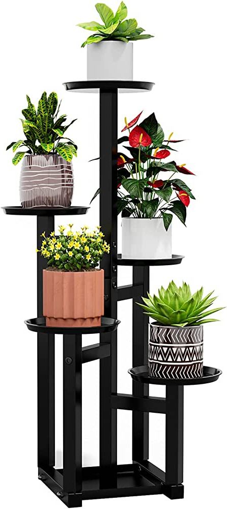 Preferred 5 Inch Plant Stands Throughout Amazon: Potey 5 Tiered Metal Plant Stand Indoor, Tall Plant Shelf  Corner Plant Stands For Indoor Plants Multiple, Black Plant Shelf Rack For  Outdoor Home Patio Lawn Garden : Patio, Lawn & (View 14 of 15)