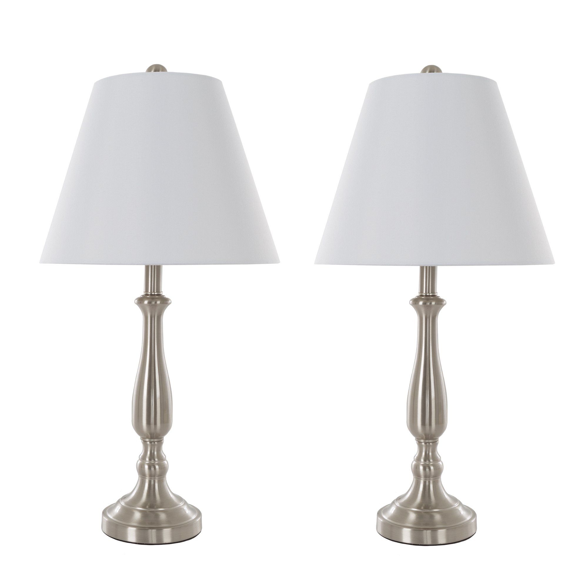 Preferred Brushed Steel Standing Lamps Inside Amazon: Table Lamps Set Of 2, Traditional Brushed Steel (2 Led Bulbs  Included)lavish Home : Everything Else (View 7 of 15)