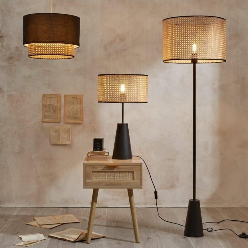 Preferred Natural Cane Lighting – Furnitureco Regarding Woven Cane Standing Lamps (View 10 of 15)