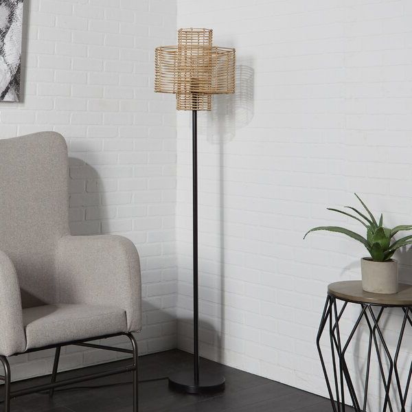 Rattan Standing Lamps Within Latest Wicker Rattan Floor Lamp (View 15 of 15)