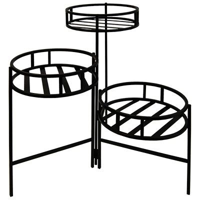 Recent Panacea Contemporary 3 Tier Folding Plant Stand, Black, 20"h At Bestnest In Three Tiered Plant Stands (View 10 of 15)