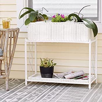 Resin Plant Stands With Most Popular Household Essentials Ml 5017 Indoor Outdoor Resin Wicker Planter Stand,  White, 2 Piece (View 4 of 15)