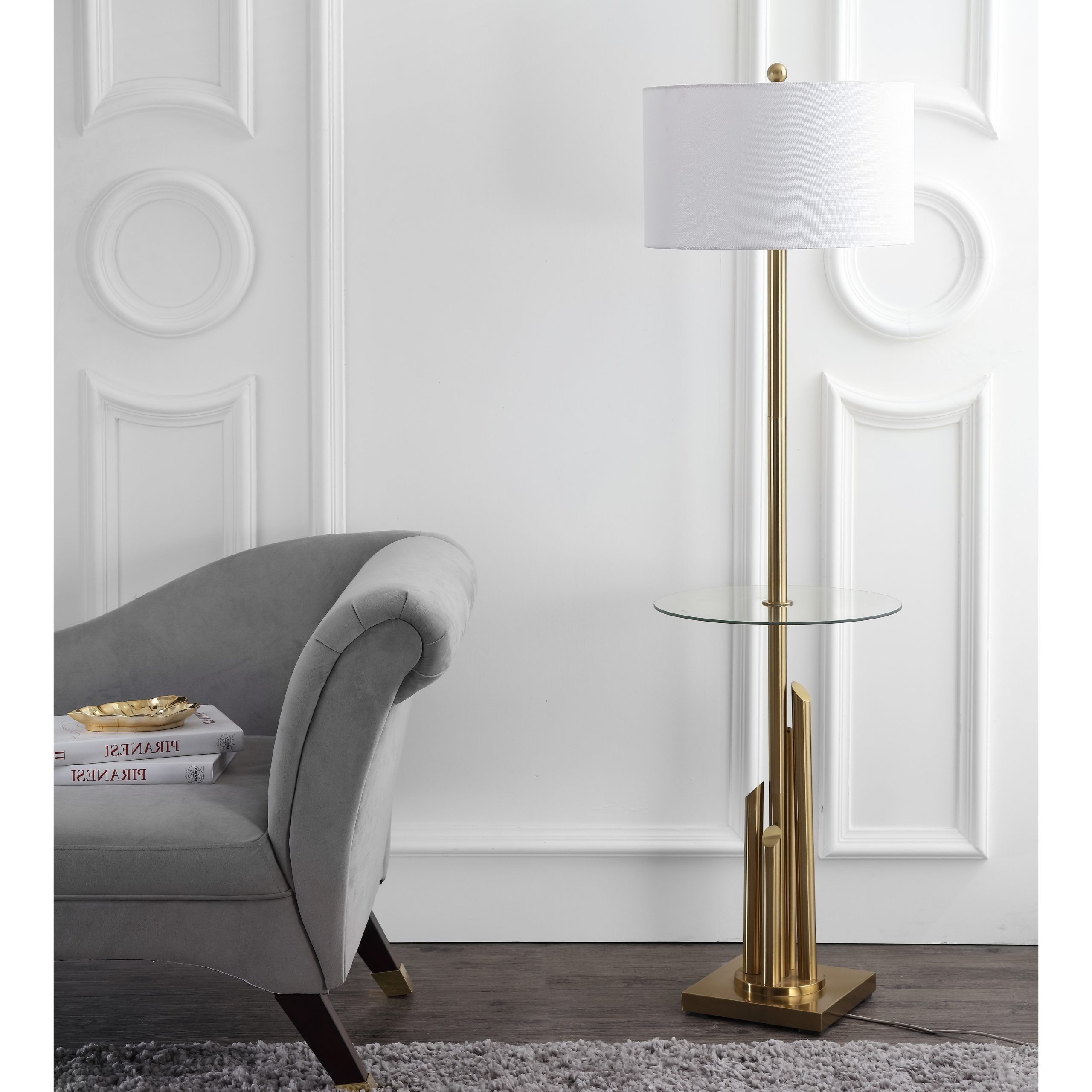 Safavieh Lighting 61 Inch Ambrosio Glass Side Table Floor Lamp – 17" X 17"  X 61" – On Sale – Overstock – 19459395 Pertaining To 2019 61 Inch Standing Lamps (View 7 of 15)