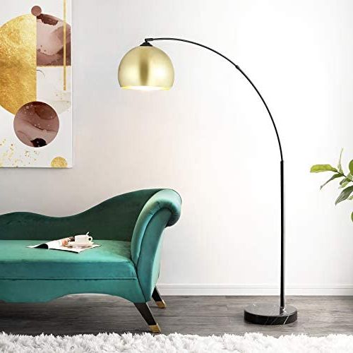 Safavieh Lighting Collection Glarien Mid Century 70 Inch Gold/black Arc Floor  Lamp (led Bulb Included) Fll4087a – – Amazon Regarding Most Popular 70 Inch Standing Lamps (View 10 of 15)
