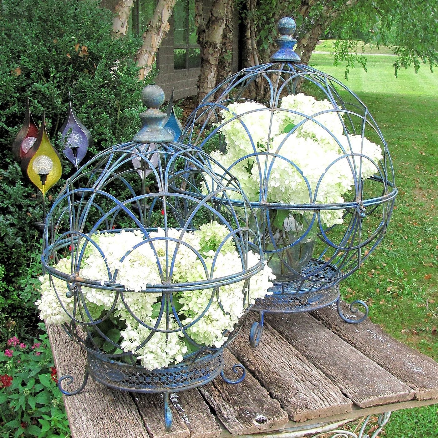 Set Of 2 Iron Globe Plant Stand Color Options – Etsy Australia With Most Up To Date Globe Plant Stands (View 15 of 15)