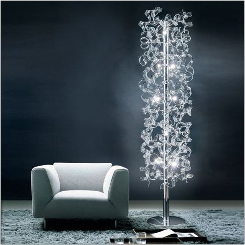 Silver Chrome Standing Lamps Throughout Preferred Metal Lux Astro 10 Light Crystal Glass Floor Lamp 206. (View 13 of 15)