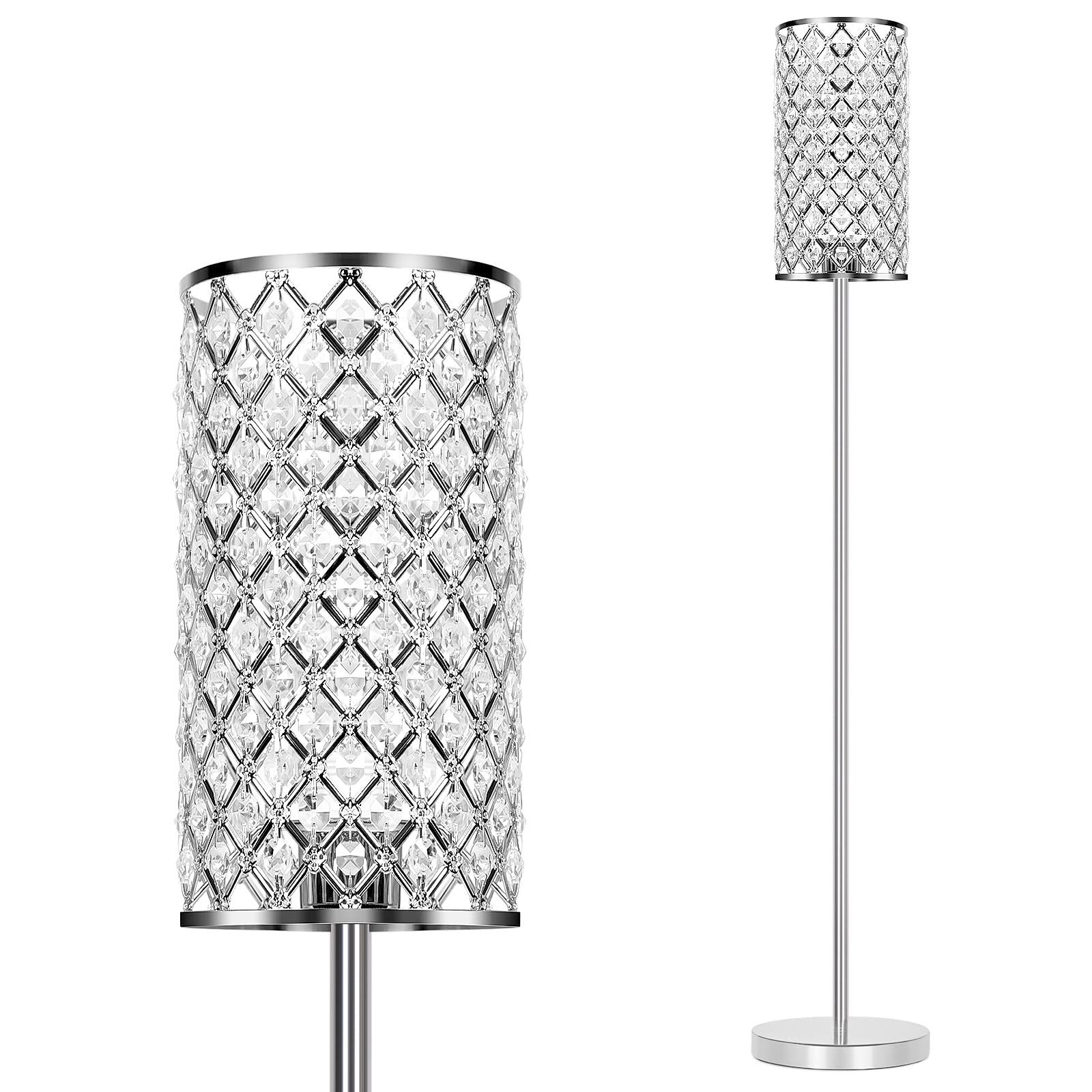 Silver Standing Lamps For Favorite Crystal Floor Lamp, Modern Standing Lamp With Elegant Shade, Led Floor Lamp  With On/off Foot (View 2 of 15)