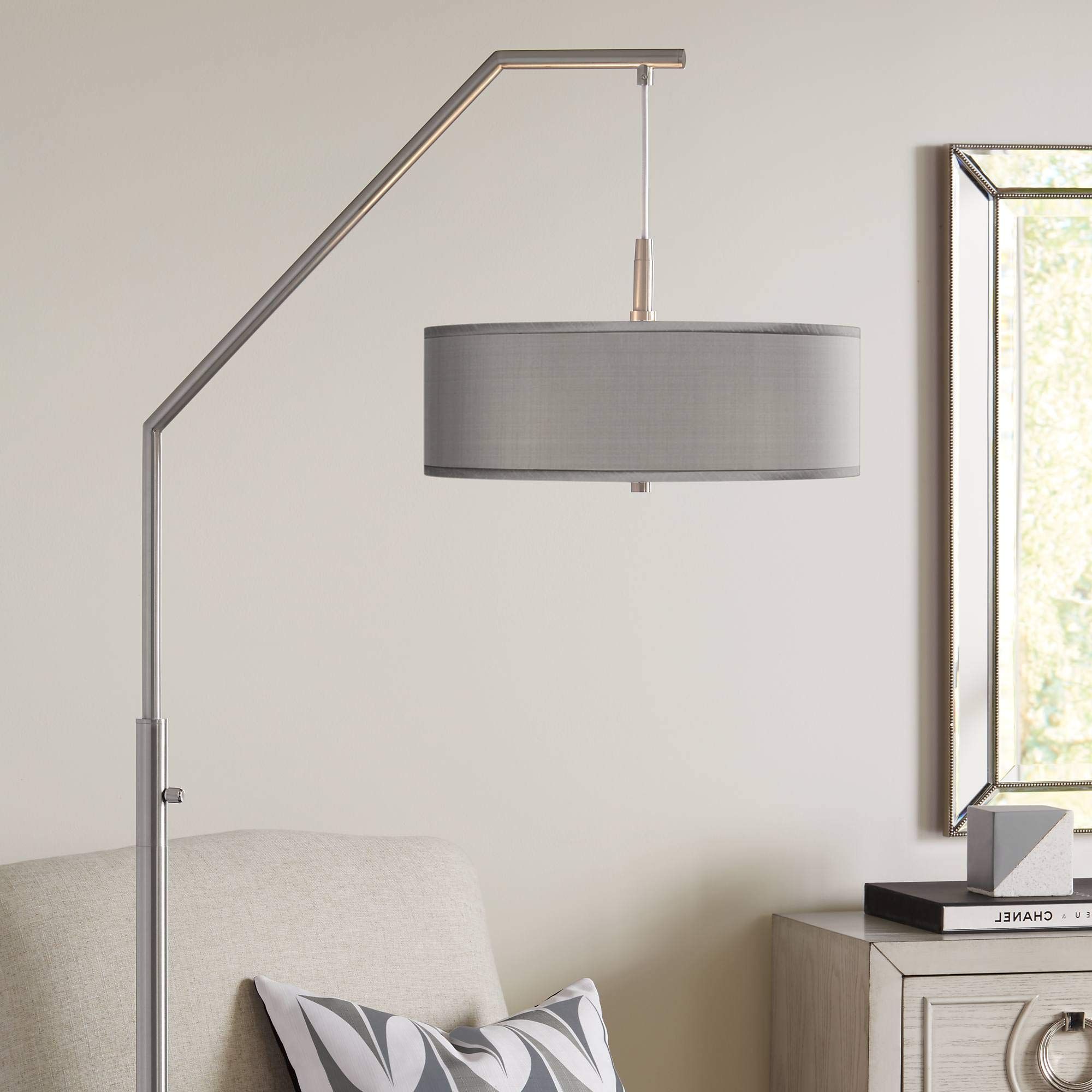 Silver Standing Lamps With 2019 Possini Euro Design Modern Arched Floor Lamp  (View 8 of 15)