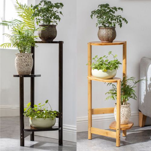 Simplicity Bamboo Plant Stand 3 Tier Corner Plant Display Shelves Garden  Outdoor (View 11 of 15)