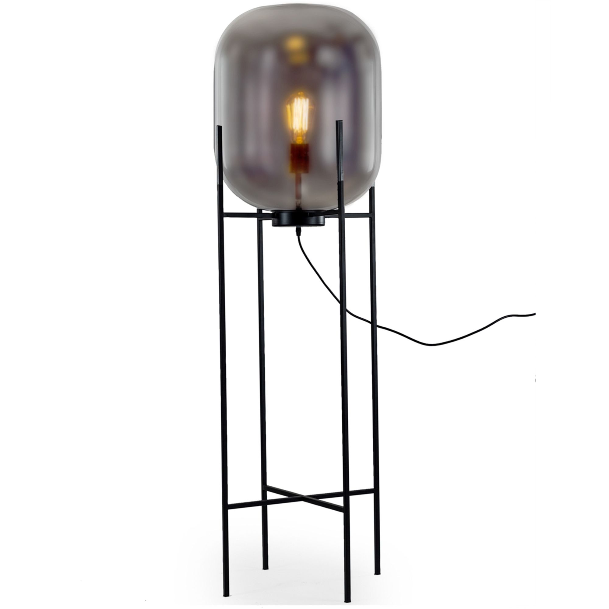Smoke Glass Standing Lamps With Regard To Most Recently Released Large Smoked Glass Edison Floor Lamp (View 2 of 15)