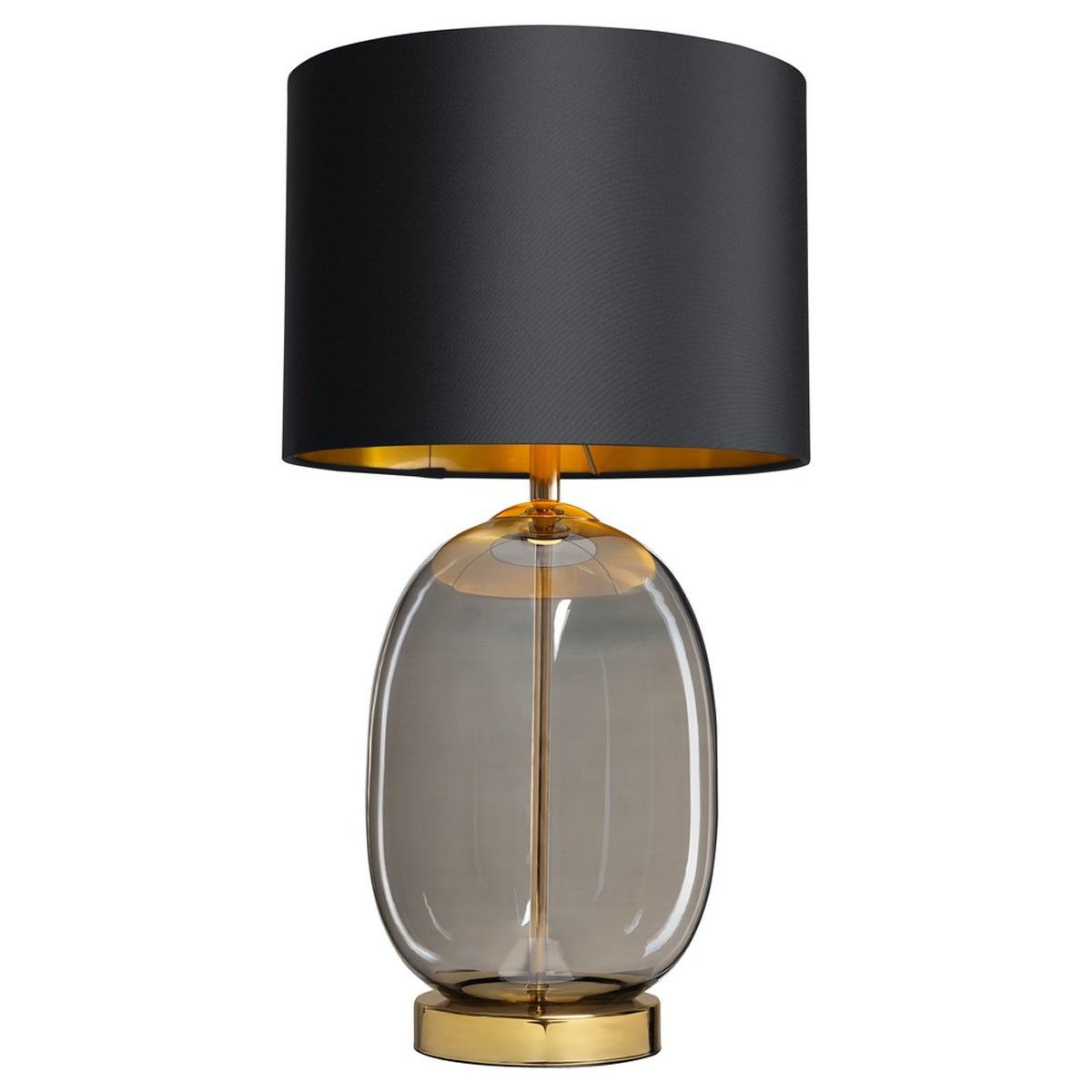 Smoke Glass Standing Lamps With Well Known Standing Lamp Salvador Table Lamp Lampshade Black Glass Base Smoke Golden  Details Kaspa (View 14 of 15)