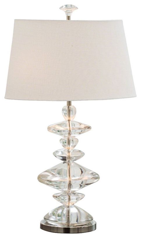 Stacked Crystal Stones White Clear Table Lamp Diamond Shapes Glass Column –  Transitional – Table Lamps  My Swanky Home (View 11 of 15)
