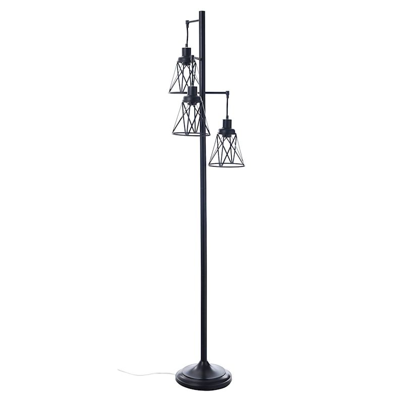 Steel Standing Lamps Within Popular Black 3 Light Geo Metal Floor Lamp, 73" (View 11 of 15)