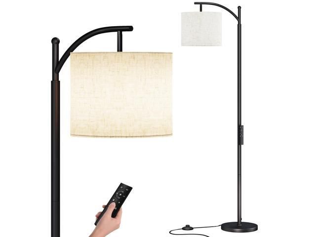 Sunmory Modern Arc Floor Lamp With Remote Control And Dimmer, Metal  Standing Lamps With Hanging Lampshade For Living Room, Bedroom, Black –  Newegg With Regard To Current Steel Standing Lamps (View 14 of 15)