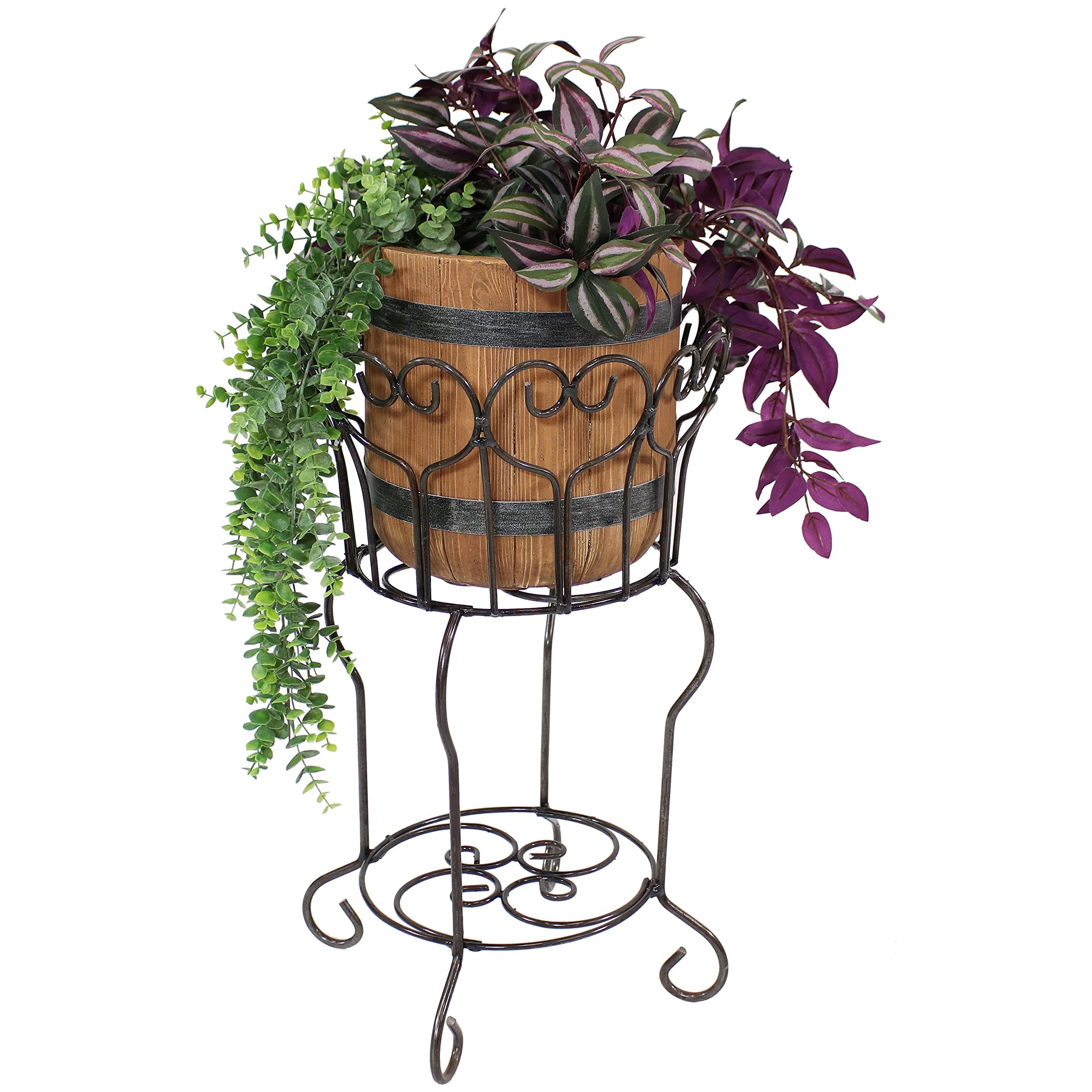 Sunnydaze Heart Steel Plant Stand With Shelf – Rustic Brown Finish – Small Metal  Planter Holder For Home And Garden – For Indoor Or Outdoor Use –  (View 3 of 15)