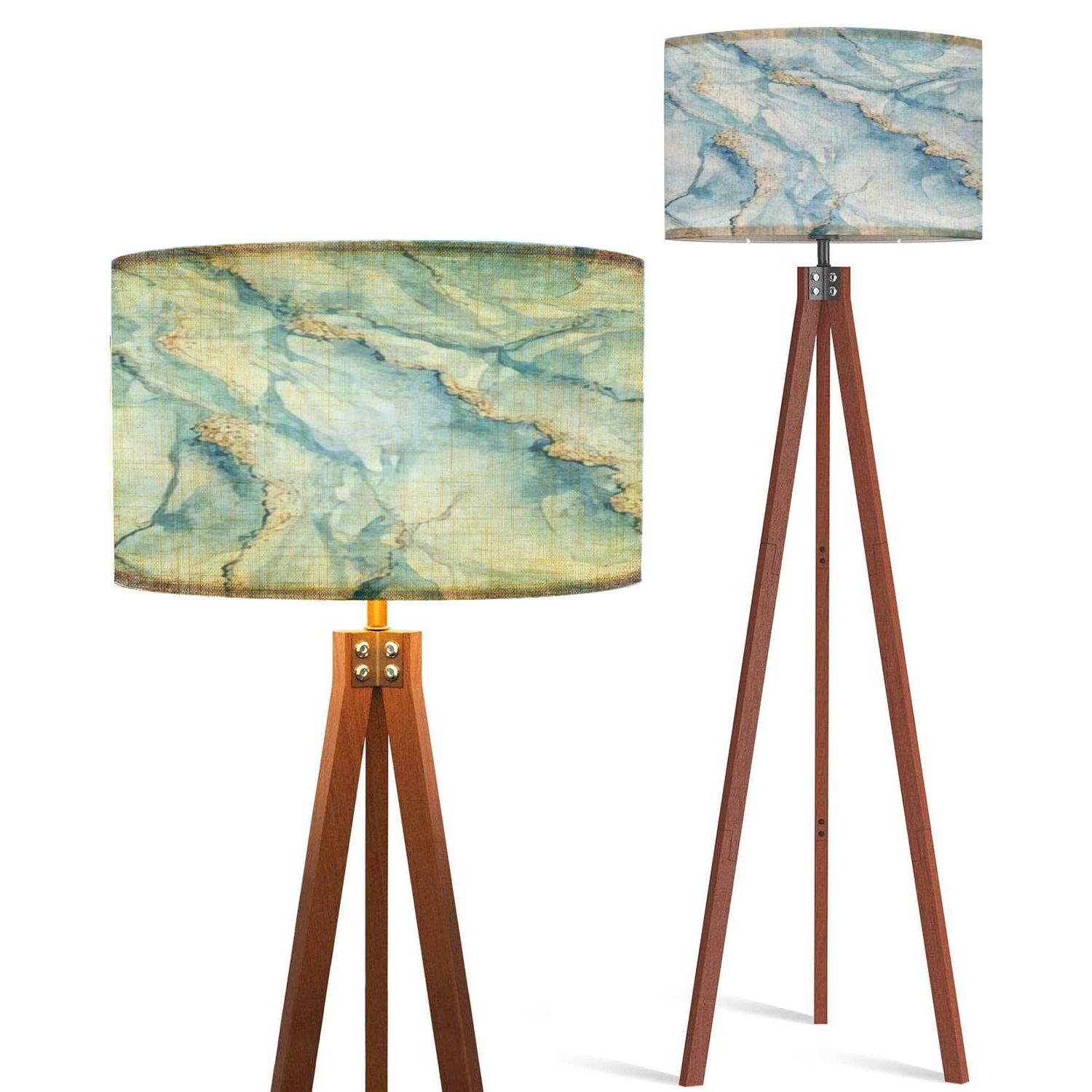 Textured Linen Standing Lamps For Most Popular Wood Tripod Floor Lamp Abstract White Blue Marble Gold Glitter Veins Fake  Stone Texture Linen Lampshade Dimmable Tall Corner Standing Lamp Modern  Floor Reading Lamp For Living Room Bedroom – – Amazon (View 11 of 15)