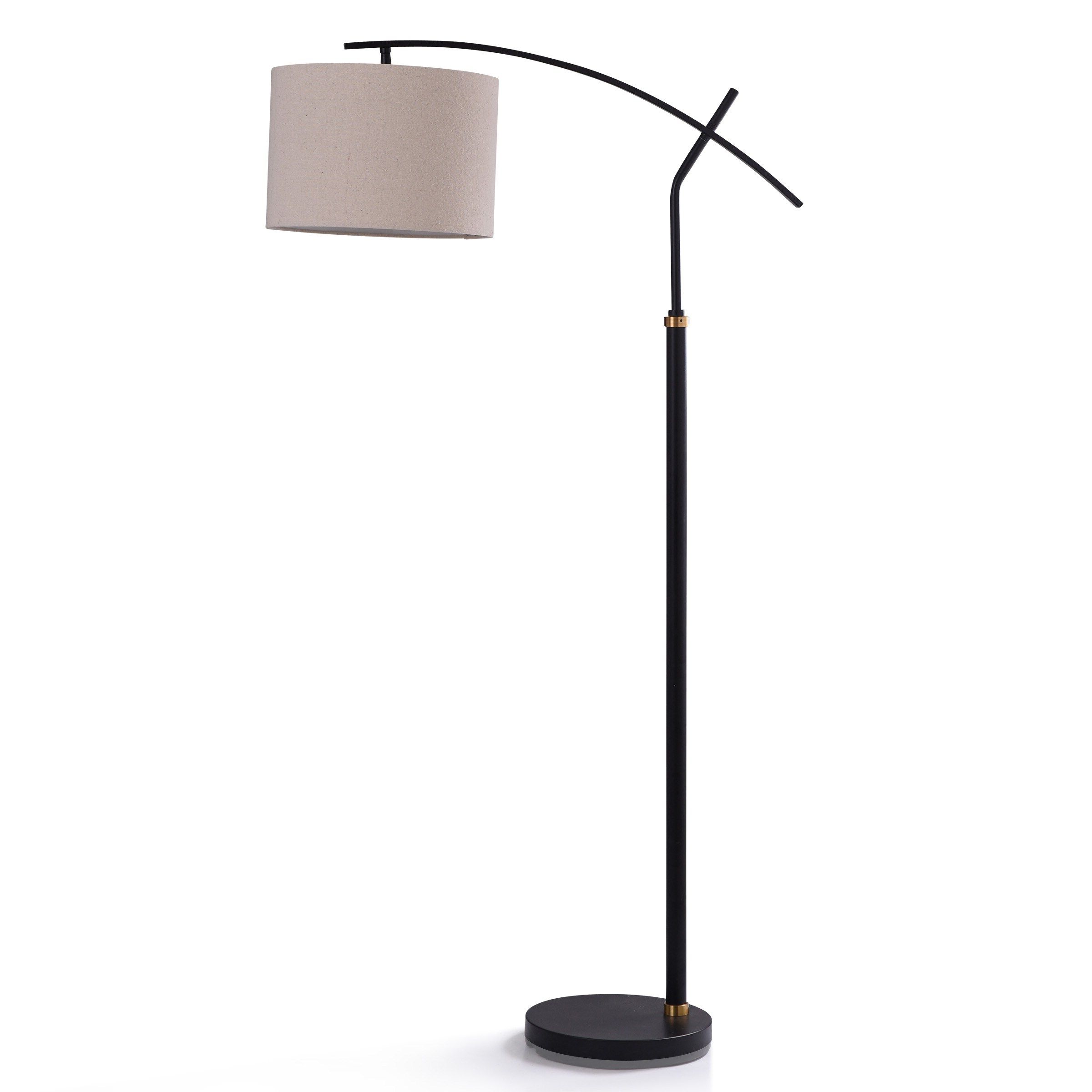 Trendy Black Metal Standing Lamps Regarding Stylecraft Home Collection Dudley 60 In Black And Brass Metal Accents  Swing Arm Floor Lamp In The Floor Lamps Department At Lowes (View 14 of 15)