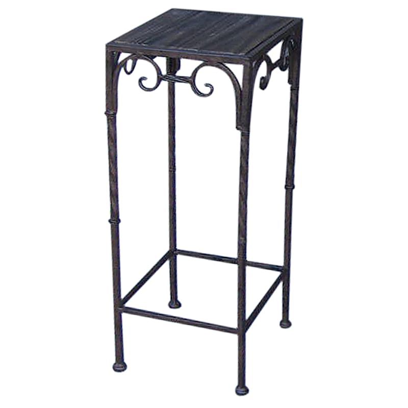 Trendy Brown Metal Plant Stands Pertaining To Square Wood Top Plant Stand With Brown Twist Metal Leg, Large (View 6 of 15)