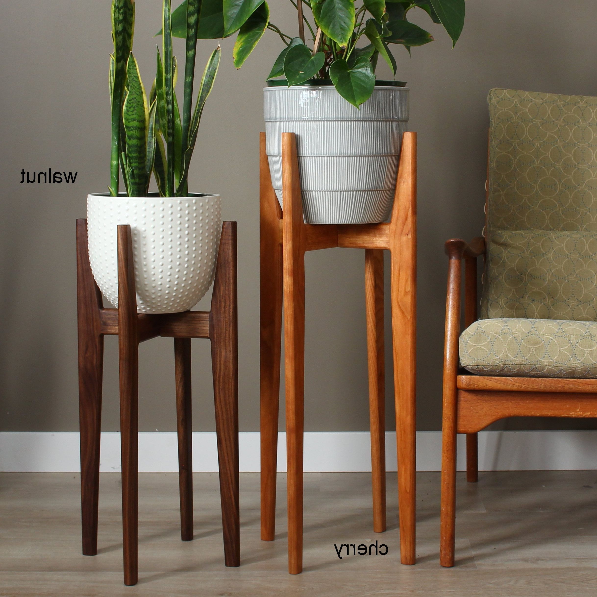 Trendy Mid Century Modern Plant Stand Our Original Design Indoor – Etsy With Wood Plant Stands (View 2 of 15)
