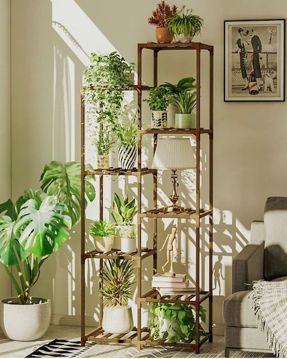 Trendy Tall Plant Stands Throughout Tall Plant Stand For Indoor Plants Outdoor Corner Plant Shelf – Etsy (View 3 of 15)