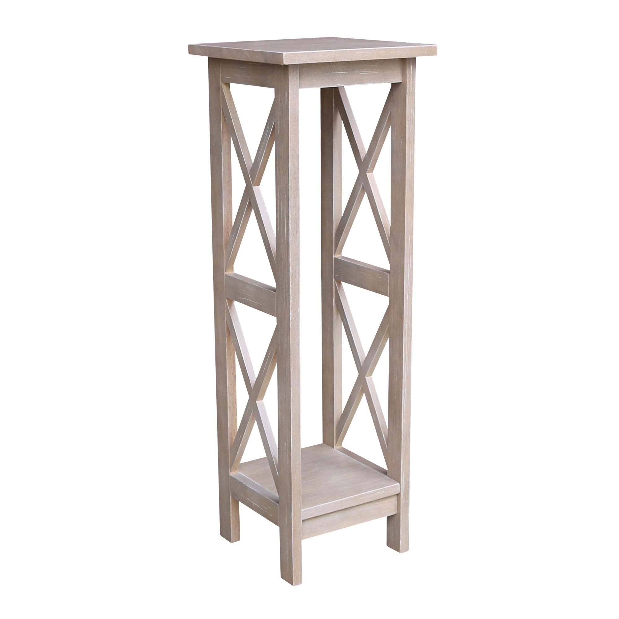 Weathered Gray Plant Stands Intended For Recent Solid Wood X Sided Plant Stand In Washed Gray Taupe – Walmart (View 10 of 15)