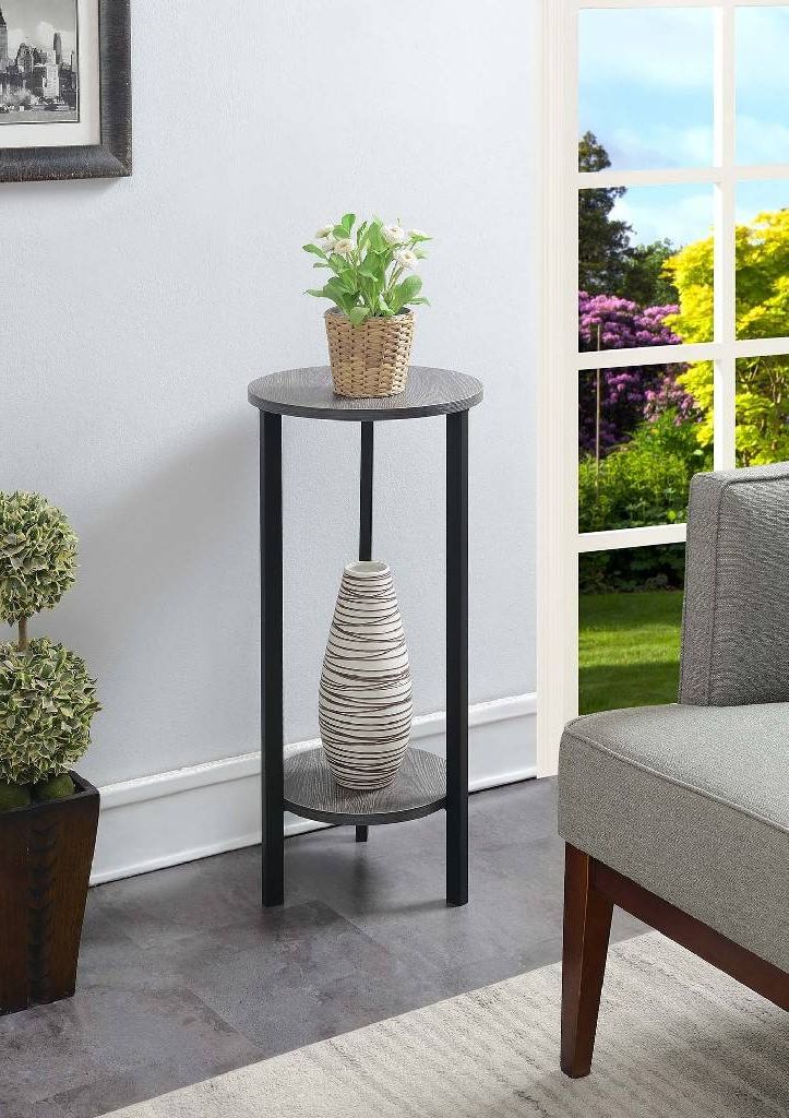 Weathered Gray Plant Stands Pertaining To Best And Newest Graystone 31 Inch Plant Stand In Weathered Gray/black – Convenience  Concepts 111253wgybl (View 2 of 15)