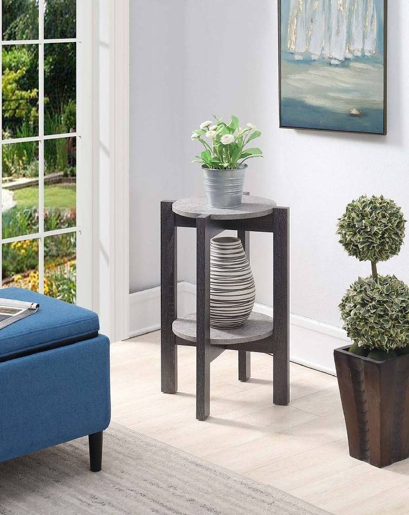 Weathered Gray Plant Stands Regarding Well Known Newport Medium Plant Stand In Faux Cement / Weathered Gray – Convenience  Concepts 121151cmwgy (View 14 of 15)