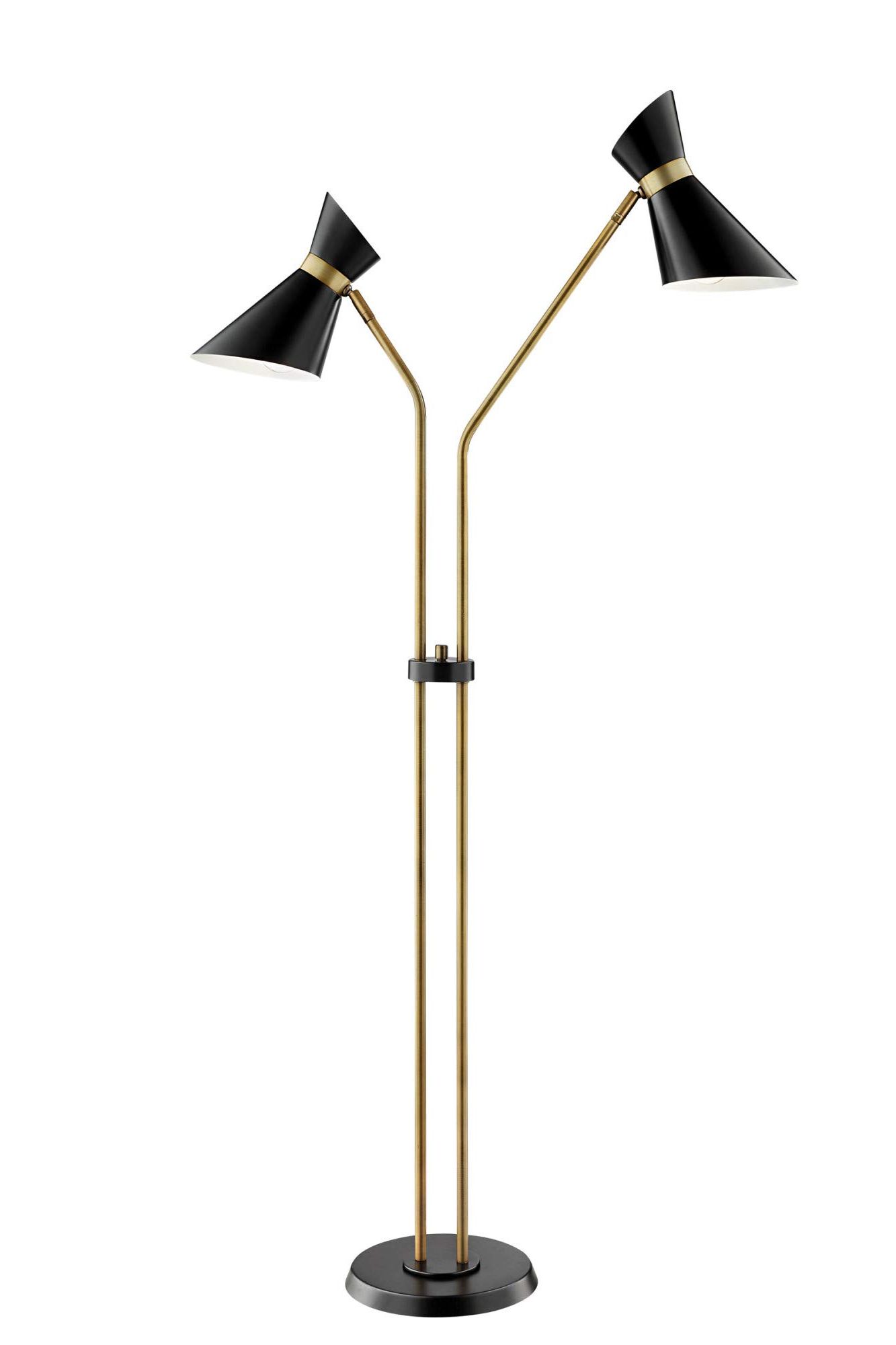 Well Known 2 Arm Standing Lamps In Amazon: Lite Source Jared Black And Antique Brass 2 Arm Floor Lamp :  Tools & Home Improvement (View 4 of 15)
