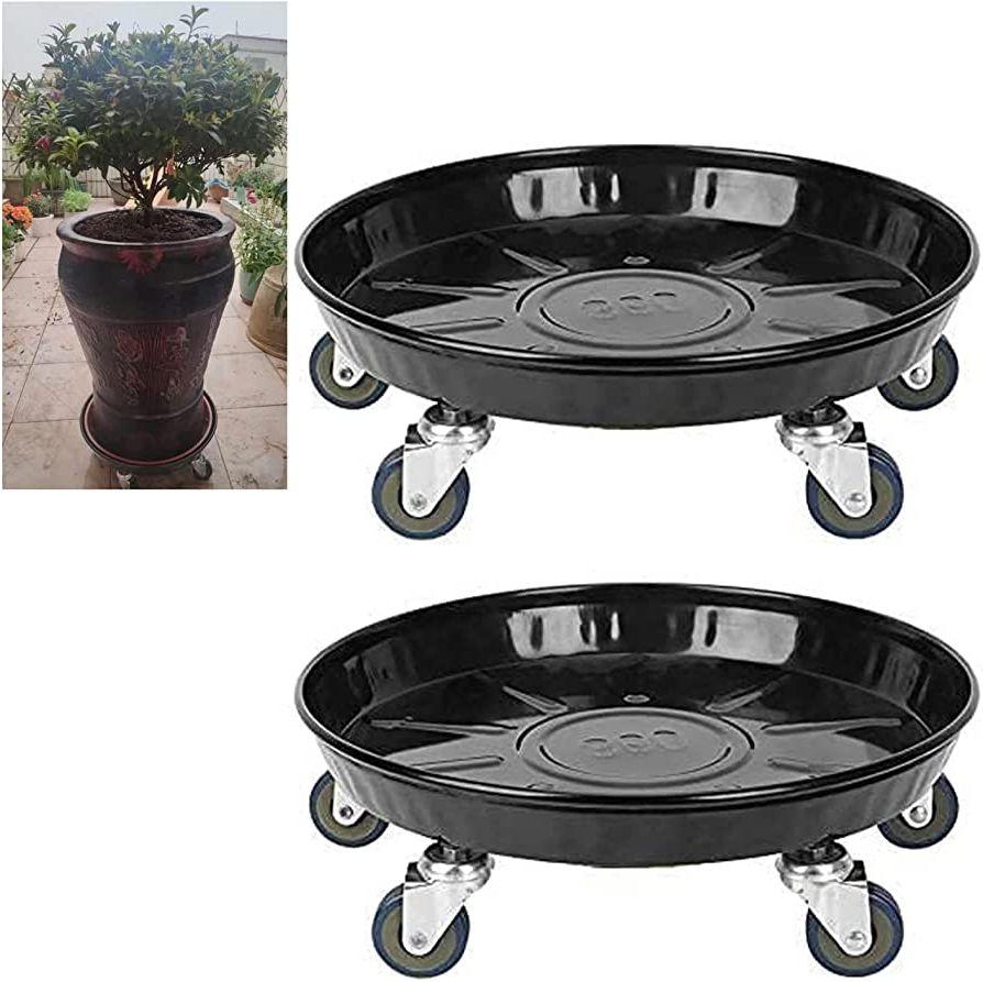 Well Known Amazon: Plant Stand With Wheels 16 Inch 2pcs, Metal Heavy Duty Plant  Caddy With Wheels Garden Plant Pot Mover With 5 Iron Wheels Rolling Plant  Stand Plant Dolly Holder Rolling Planter Coaster : Intended For 16 Inch Plant Stands (View 8 of 15)