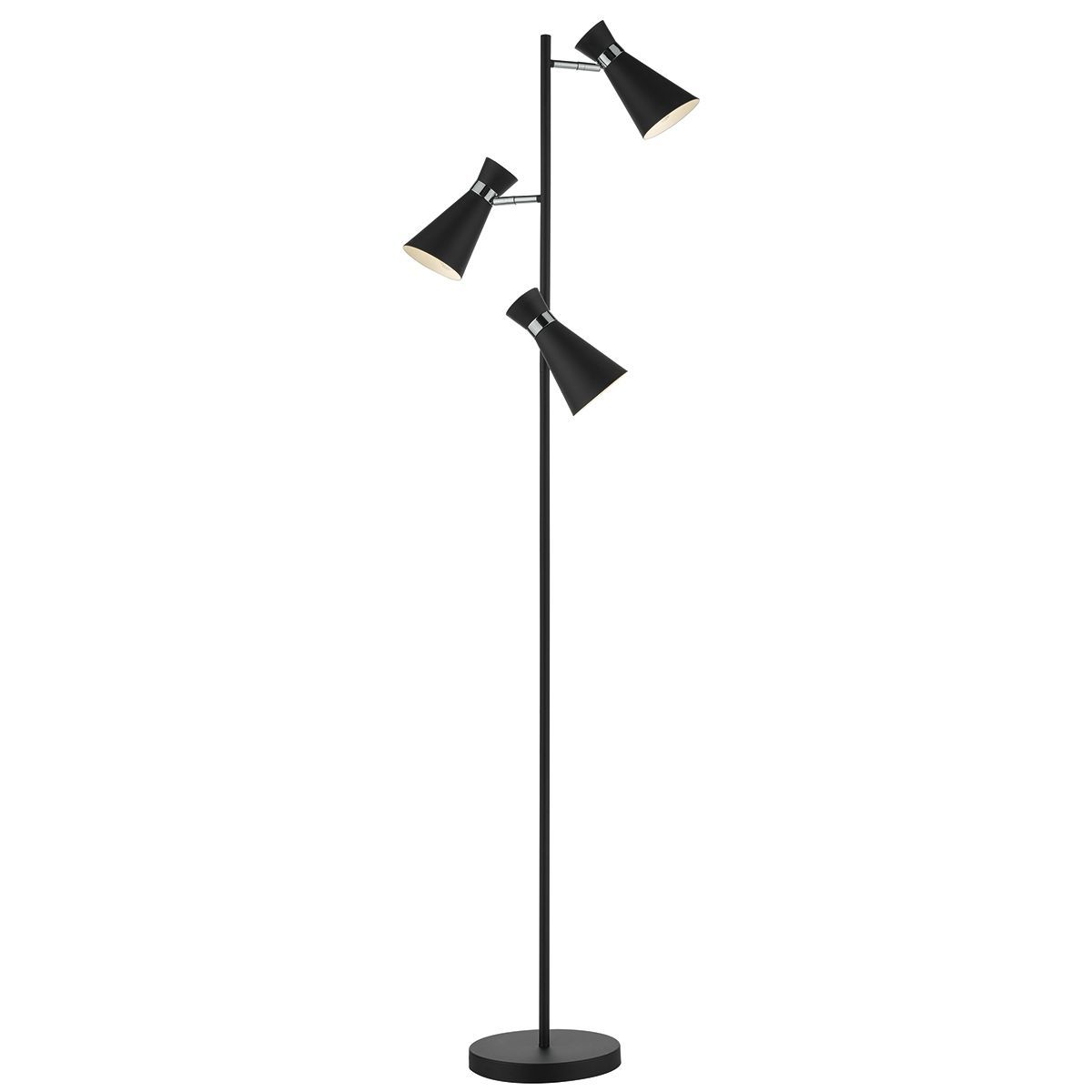 Well Known Ashworth 3 Light Floor Lamp Matt Black & Polished Chrome With 3 Light Standing Lamps (View 13 of 15)