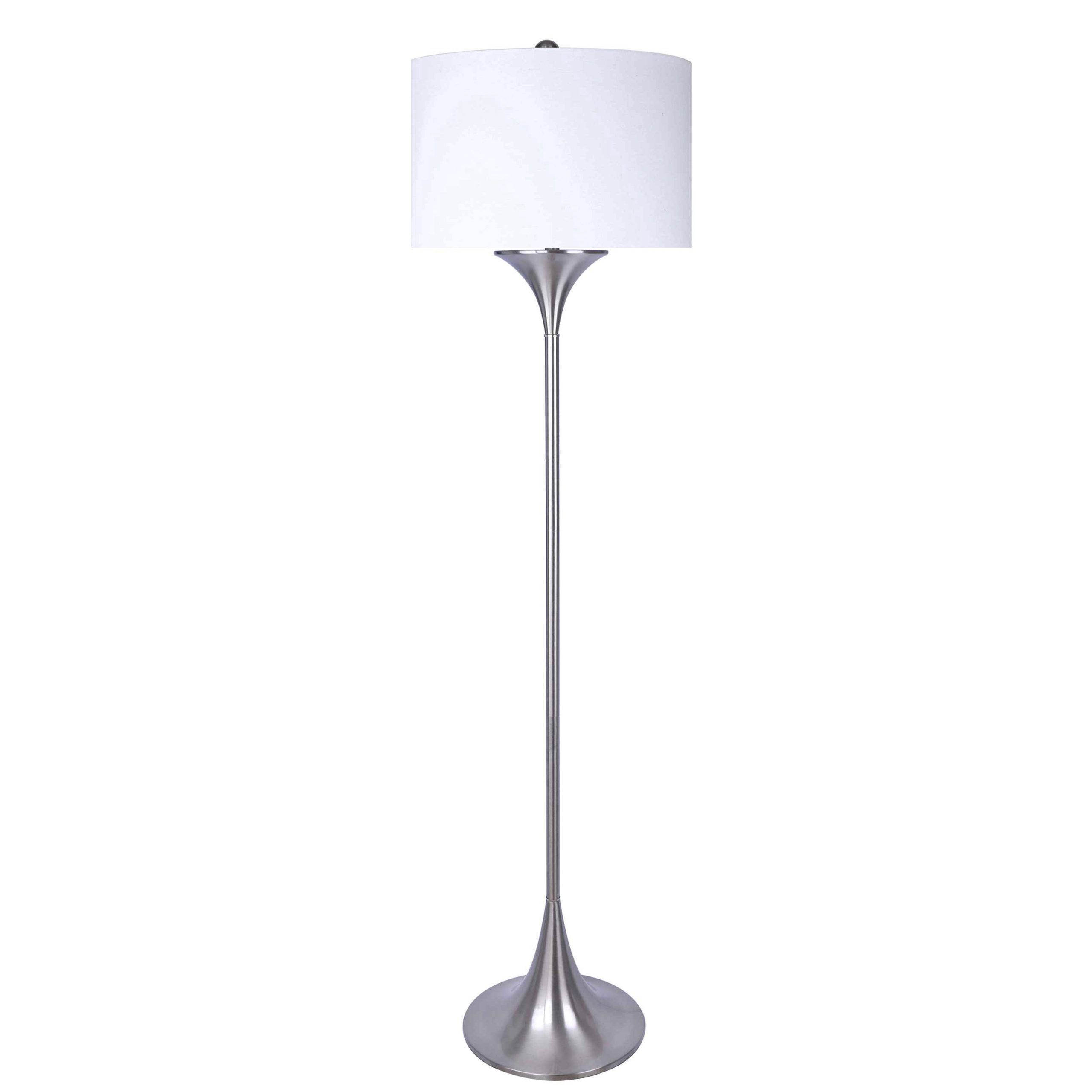 Well Known Brushed Nickel Standing Lamps For Grandview Gallery 71" Brushed Nickel Floor Lamp W/ White Fabric Drum Shade  – Walmart (Photo 11 of 15)
