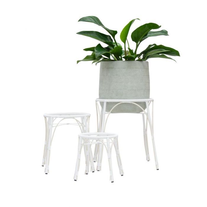 Well Known Fp Collection Santa Fe Planter Stand White In White Plant Stands (View 15 of 15)