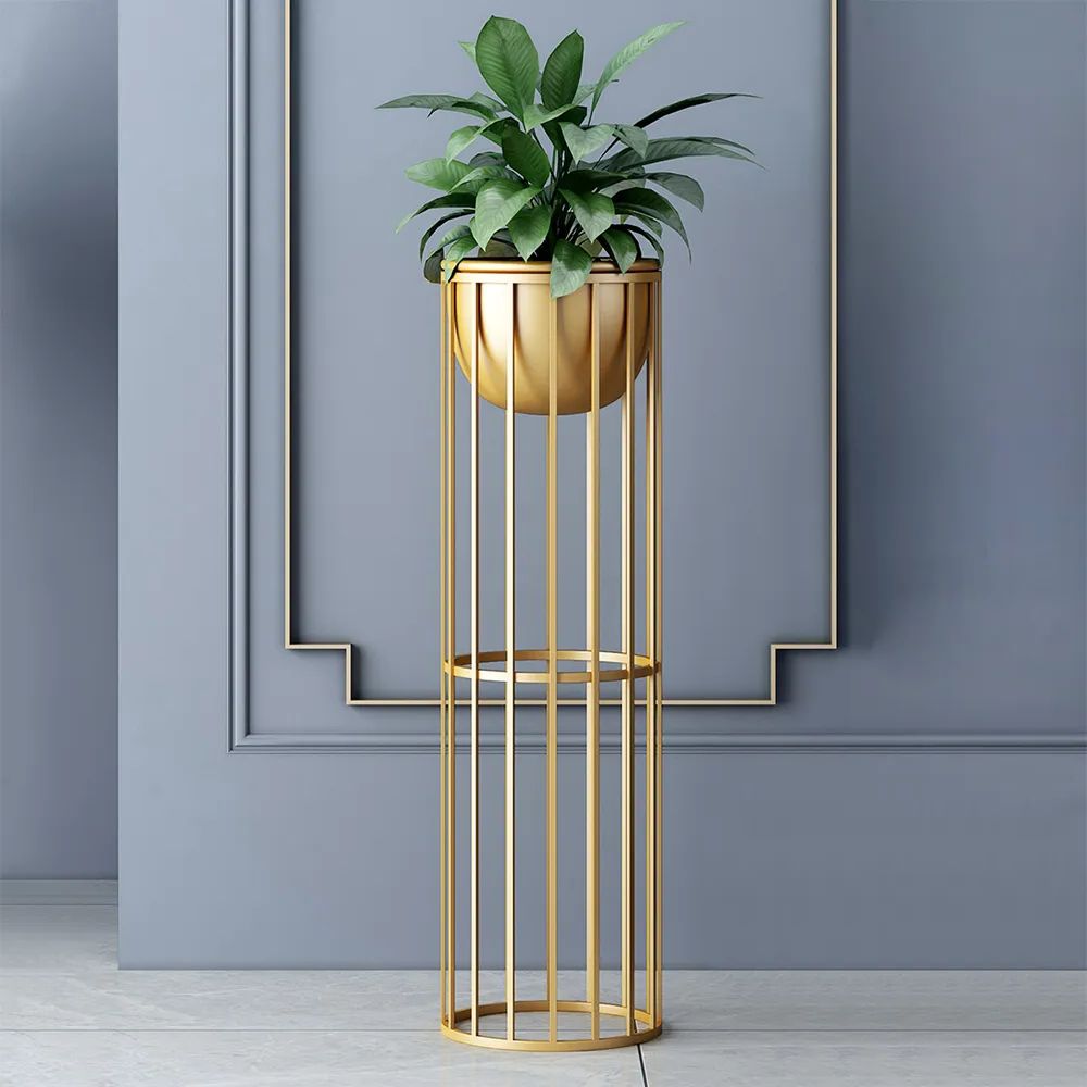 Well Known Gold Plant Stands In Gold Plant Pot Modern Planter With Gold Stand For Indoor Metal Homary (View 12 of 15)