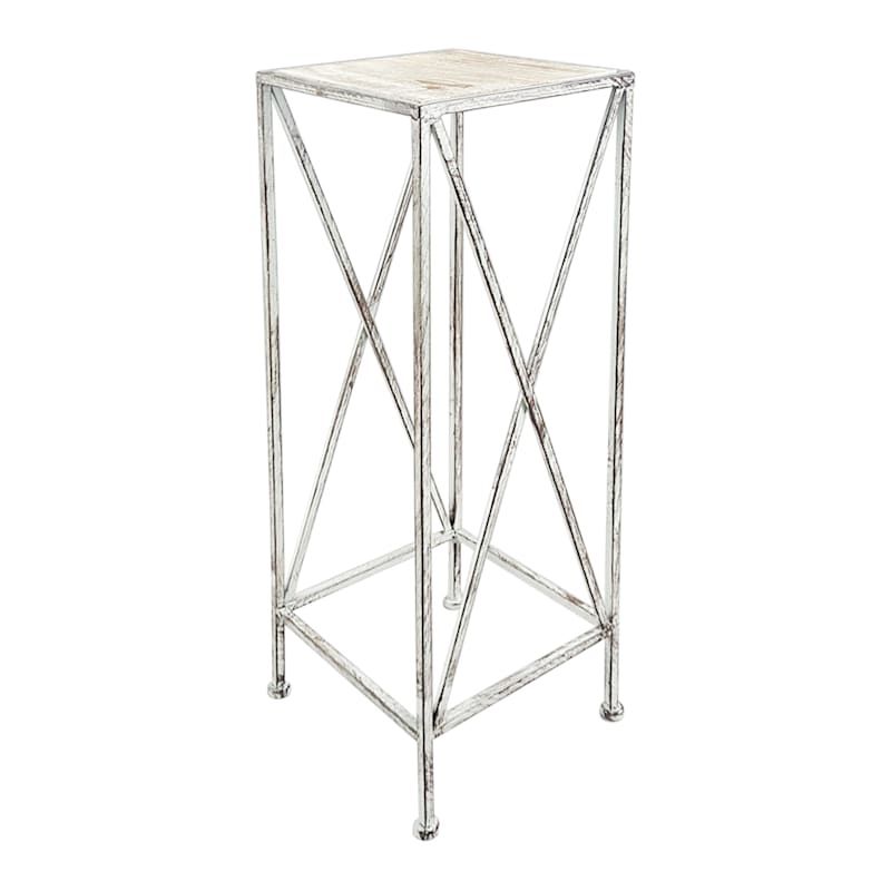 Well Known Metal Plant Stand With Wood Top Grey, Large (View 12 of 15)